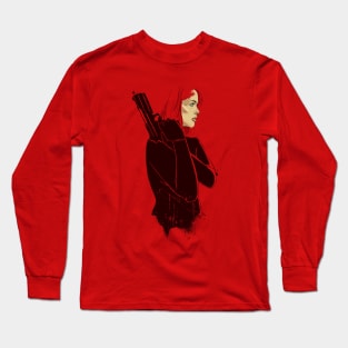 Woman in Red Long Sleeve T-Shirt